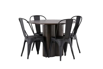 Olivia Matgrupp 110 cm Rund med 4 Tempe Stolar - Svart - Products - Möbler - Bord & matgrupp - Matgrupp