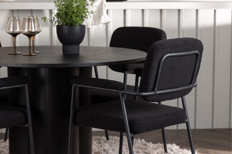 Olivia Matgrupp 110 cm Rund med 4 Yesterday Stolar - Svart - Products - Möbler - Bord & matgrupp - Matgrupp