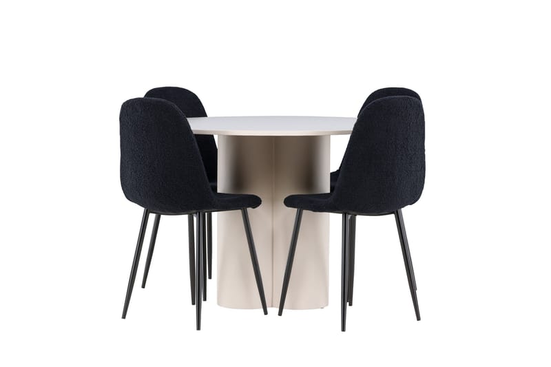 Olivia Matgrupp 110 cm Rund med 4 Polar stolar - Beige/Svart - Products - Möbler - Bord & matgrupp - Matgrupp