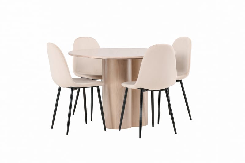 Olivia Matgrupp 110 cm Rund med 4 Polar stolar - Whitewash - Products - Möbler - Bord & matgrupp - Matgrupp
