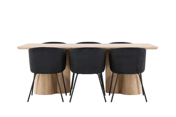 Olivia Matgrupp 210 cm Rektangulär med 6 Berit stolar - Whitewash/Svart - Products - Möbler - Bord & matgrupp - Matgrupp