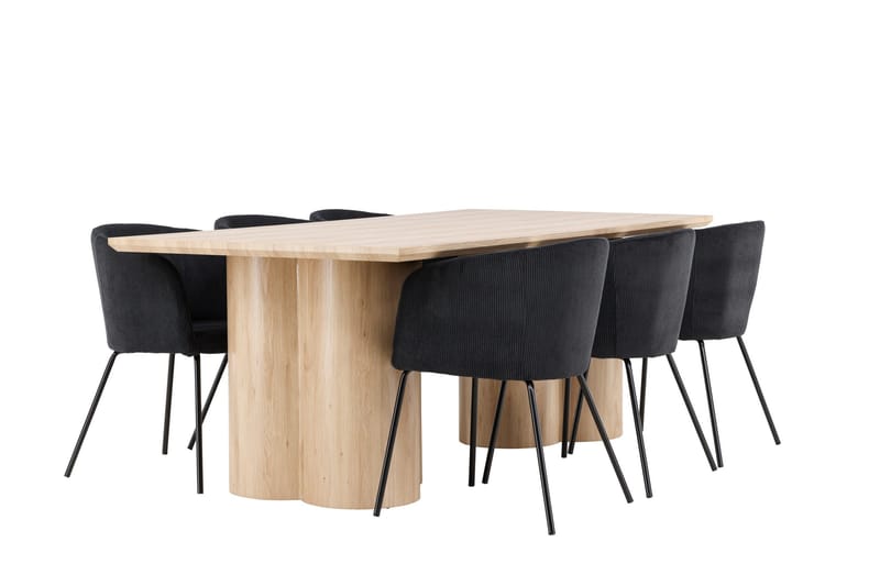 Olivia Matgrupp 210 cm Rektangulär med 6 Berit stolar - Whitewash/Svart - Products - M öbler - Bord & matgrupp - Matgrupp