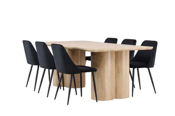 Olivia Matgrupp 210 cm Rektangulär med 6 Night stolar - Whitewash/Svart - Products - Möbler - Bord & matgrupp - Matgrupp