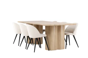 Olivia Matgrupp 210 cm Rektangulär med 6 Velvet stolar - Whitewash/Beige - Products - Möbler - Bord & matgrupp - Matgrupp