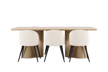 Olivia Matgrupp 210 cm Rektangulär med 6 Velvet stolar - Whitewash/Beige - Products - Möbler - Bord & matgrupp - Matgrupp