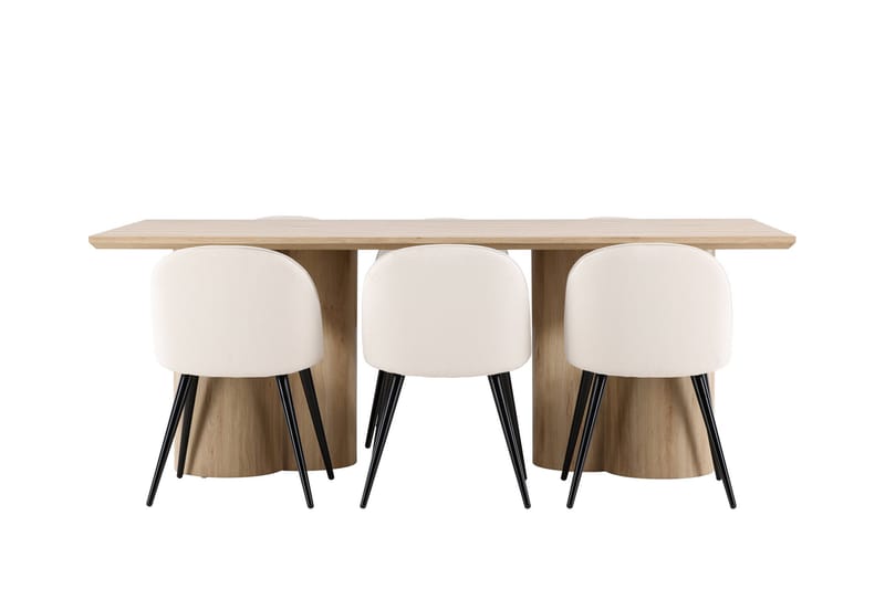 Olivia Matgrupp 210 cm Rektangulär med 6 Velvet stolar - Whitewash/Beige - Products - Möbler - Bord & matgrupp - Matgrupp
