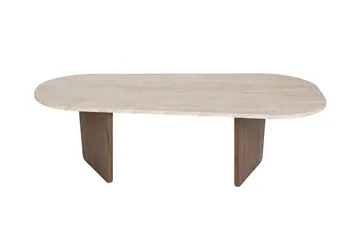Omari Soffbord 130 cm, Travertin och valnöt