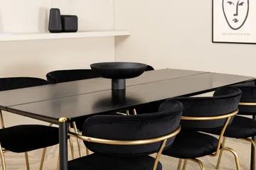 Pelle Matgrupp 190 cm Rektangulär med 6 Arrow stolar - Svart/Guld - Products - Möbler - Bord & matgrupp - Matgrupp