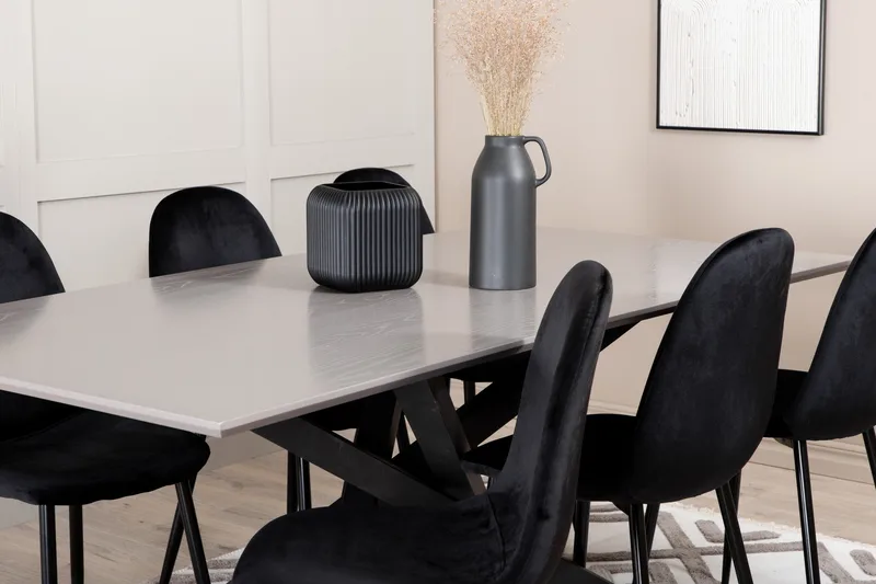 Penny Matgrupp 190 cm inkl 6 Pontus Stolar - Grå/Svart - Products - Möbler - Bord & matgrupp - Matgrupp