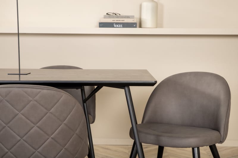 Petra Matgrupp 190 cm Rektangulär med 6 Velvet stolar - Svart - Products - Möbler - Bord & matgrupp - Matgrupp