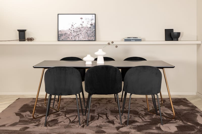 Petra Matgrupp 190 cm Rektangulär med 6 Wrinkles stolar - Svart - Products - Möbler - Bord & matgrupp - Matgrupp