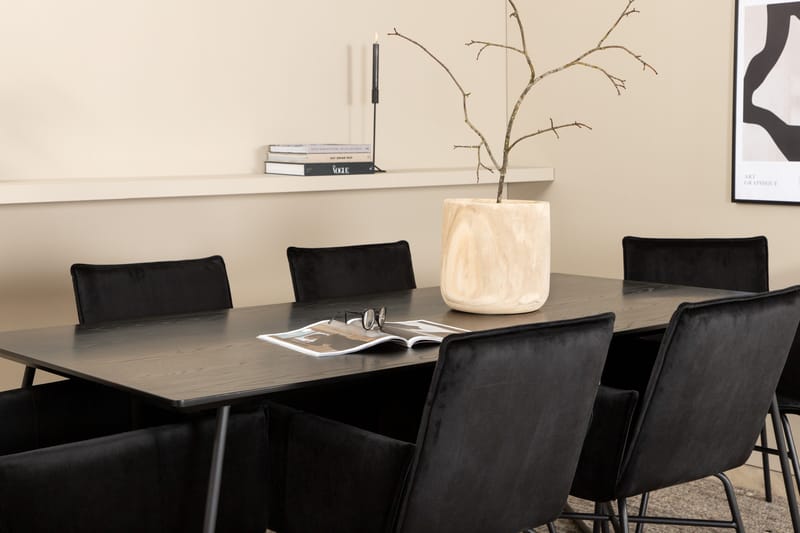 Petra Matgrupp 190 cm Rektangulär med 6 Petra stolar - Svart - Products - Möbler - Bord & matgrupp - Matgrupp