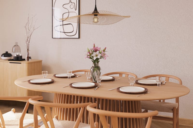 Peyra Matgrupp 200 cm Ovalt Ek med 6 Dastoori Matstol - 2220068-6,1893461-1 - Natur - Products - Möbler - Bord & matgrupp - Matgrupp