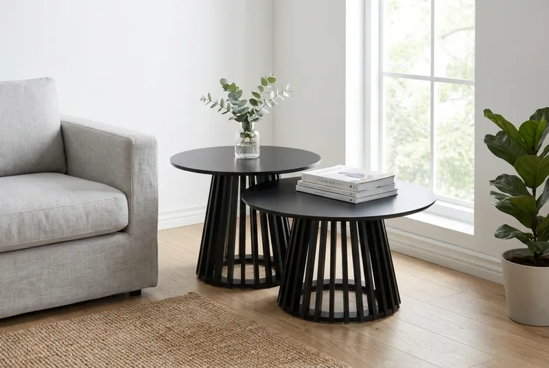 Peyra Soffbord Runt 60 cm Fanér - Svart - Products - Möbler - Bord & matgrupp - Soffbord