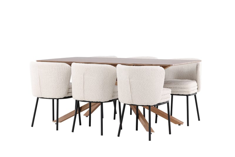 Piazza Matgrupp 180 cm Rektangulär med 6 Agnes stolar - Mocca/Vit - Products - Möbler - Bord & matgrupp - Matgrupp