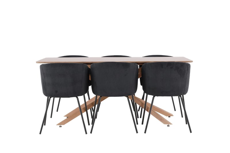 Piazza Matgrupp 180 cm Rektangulär med 6 Berit stolar - Mocca/Svart - Products - Möbler - Bord & matgrupp - Matgrupp