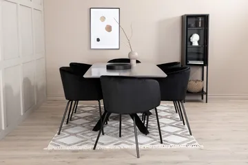 Piazza Matgrupp 180 cm Rektangulär med 6 Berit stolar - Svart - Products - Möbler - Bord & matgrupp - Matgrupp