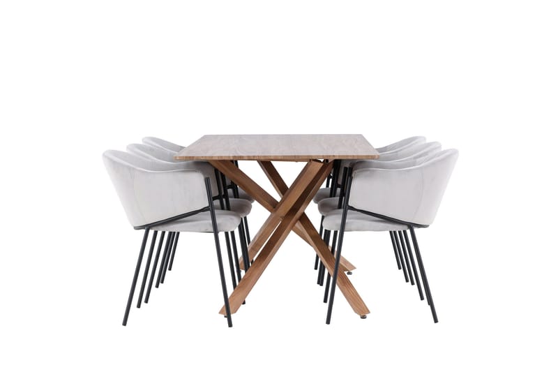 Piazza Matgrupp 180 cm Rektangulär med 6 Evelina stolar - Mocca/Grå - Products - Möbler - Bord & matgrupp - Matgrupp