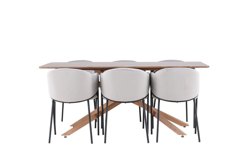 Piazza Matgrupp 180 cm Rektangulär med 6 Evelina stolar - Mocca/Grå - Products - Möbler - Bord & matgrupp - Matgrupp