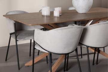 Piazza Matgrupp 180 cm Rektangulär med 6 Evelina stolar - Mocca/Grå - Products - Möbler - Bord & matgrupp - Matgrupp