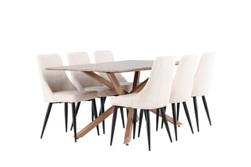 Piazza Matgrupp 180 cm Rektangulär med 6 Leone stolar - Mocca/Beige - Products - Möbler - Bord & matgrupp - Matgrupp