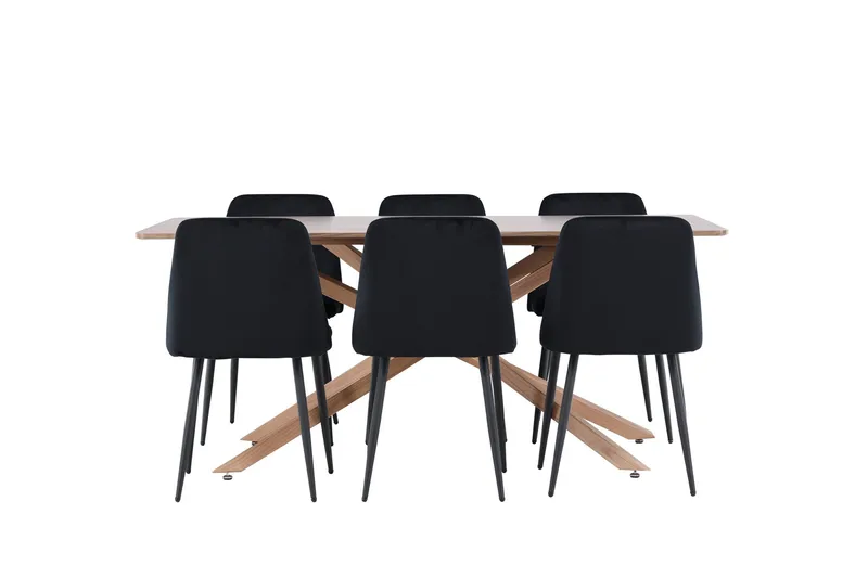 Piazza Matgrupp 180 cm Rektangulär med 6 Night stolar - Mocca/Svart - Products - Möbler - Bord & matgrupp - Matgrupp