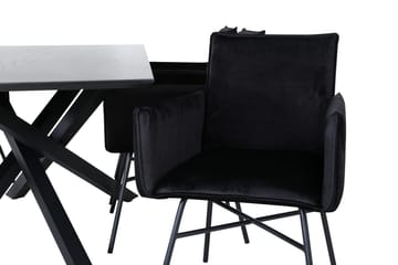 Piazza Matgrupp 180 cm Rektangulär med 6 Petra stolar - Svart - Products - Möbler - Bord & matgrupp - Matgrupp