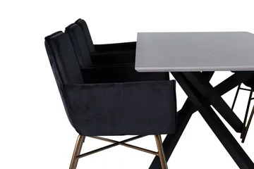 Piazza Matgrupp 180 cm Rektangulär med 6 Petra stolar - Svart - Products - Möbler - Bord & matgrupp - Matgrupp