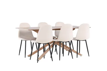 Piazza Matgrupp 180 cm Rektangulär med 6 Polar stolar - Mocca/Beige - Products - Möbler - Bord & matgrupp - Matgrupp