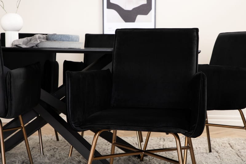 Piazza Matgrupp 180 cm Rektangulär med 6 Petra stolar - Svart - Products - Möbler - Bord & matgrupp - Matgrupp