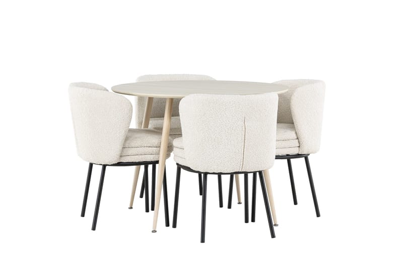 Plaza Matgrupp 100 cm Rund med 4 Agnes stolar - Whitewash/Vit - Products - Möbler - Bord & matgrupp - Matgrupp