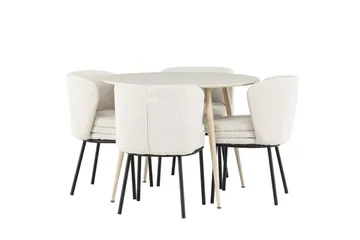 Plaza Matgrupp 100 cm Rund med 4 Agnes stolar - Whitewash/Vit - Products - Möbler - Bord & matgrupp - Matgrupp