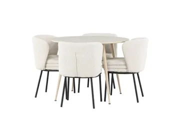 Plaza Matgrupp 100 cm Rund med 4 Agnes stolar - Whitewash/Vit - Products - Möbler - Bord & matgrupp - Matgrupp