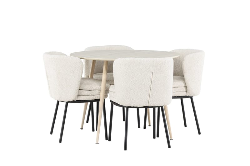 Plaza Matgrupp 100 cm Rund med 4 Agnes stolar - Whitewash/Vit - Products - Möbler - Bord & matgrupp - Matgrupp