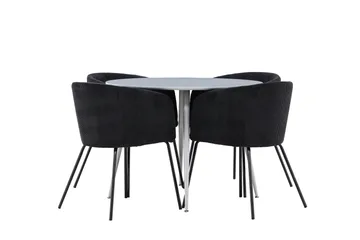 Plaza Matgrupp 100 cm Rund med 4 Berit stolar - Grå/Svart - Products - Möbler - Bord & matgrupp - Matgrupp