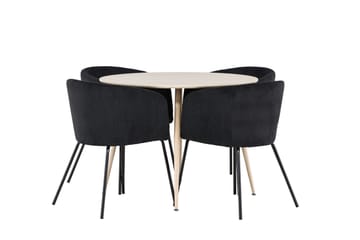 Plaza Matgrupp 100 cm Rund med 4 Berit stolar - Whitewash/Svart - Products - Möbler - Bord & matgrupp - Matgrupp