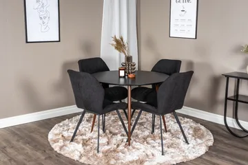 Plaza Matgrupp 100 cm Rund med 4 Gemma stolar - Svart - Products - Möbler - Bord & matgrupp - Matgrupp