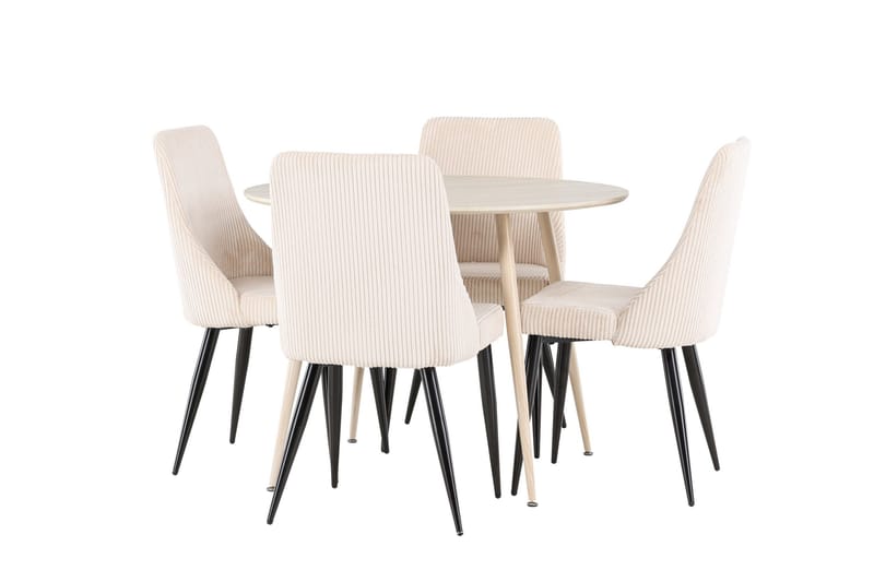 Plaza Matgrupp 100 cm Rund med 4 Leone stolar - Whitewash/Beige - Products - Möbler - Bord & matgrupp - Matgrupp