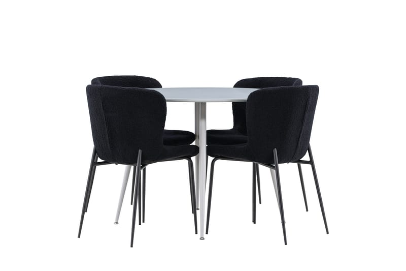 Plaza Matgrupp 100 cm Rund med 4 Modesto stolar - Grå/Svart - Products - Möbler - Bord & matgrupp - Matgrupp
