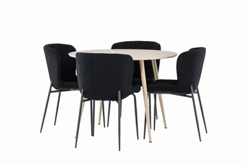 Plaza Matgrupp 100 cm Rund med 4 Modesto stolar - Whitewash/Svart - Products - Möbler - Bord & matgrupp - Matgrupp