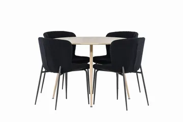 Plaza Matgrupp 100 cm Rund med 4 Modesto stolar - Whitewash/Svart - Products - Möbler - Bord & matgrupp - Matgrupp
