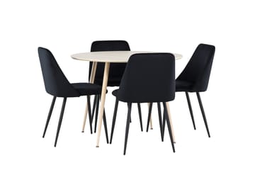 Plaza Matgrupp 100 cm Rund med 4 Night stolar - Whitewash/Svart - Products - Möbler - Bord & matgrupp - Matgrupp