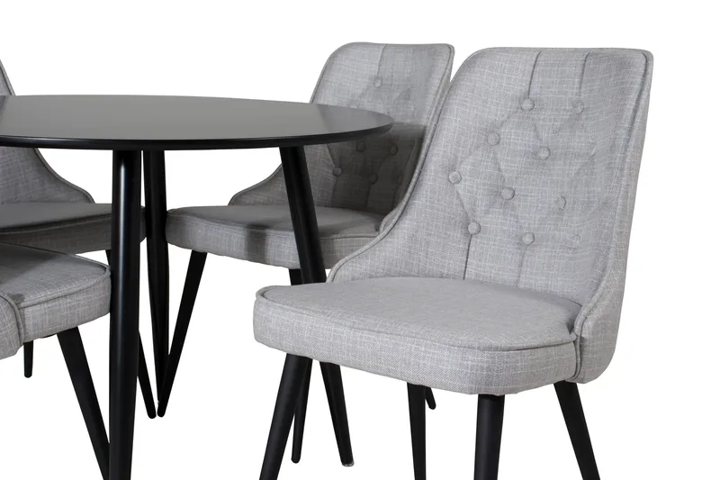 Plaza Matgrupp 100 cm Rund med 4 Velvet Deluxe stolar - Svart - Products - Möbler - Bord & matgrupp - Matgrupp