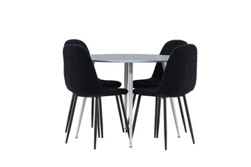 Plaza Matgrupp 100 cm Rund med 4 Polar stolar - Grå/Svart - Products - Möbler - Bord & matgrupp - Matgrupp