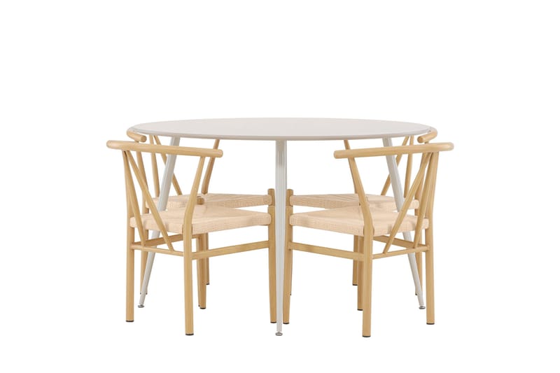 Plaza Matgrupp 120 cm Rund med 4 Alfons stolar - Beige/Beige - Products - Möbler - Bord & matgrupp - Matgrupp