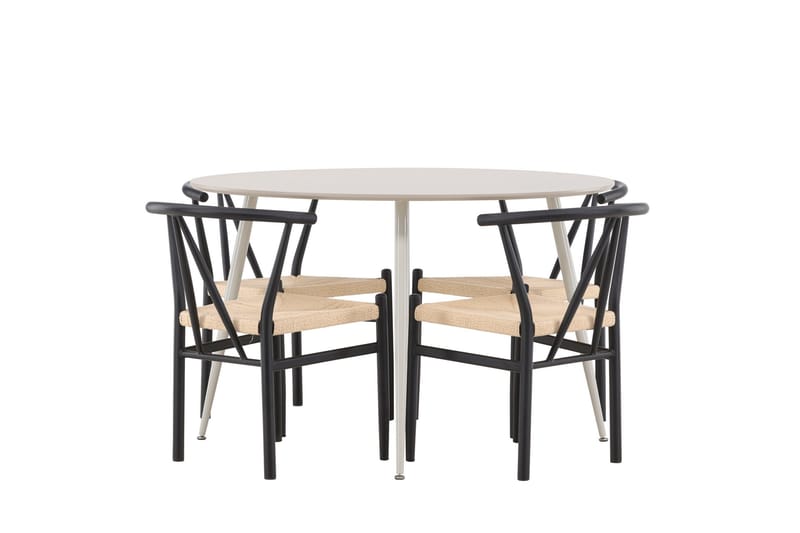 Plaza Matgrupp 120 cm Rund med 4 Alfons stolar - Beige/Svart - Products - Möbler - Bord & matgrupp - Matgrupp