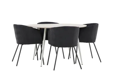 Plaza Matgrupp 120 cm Rund med 4 Berit stolar - Beige/Svart - Products - Möbler - Bord & matgrupp - Matgrupp