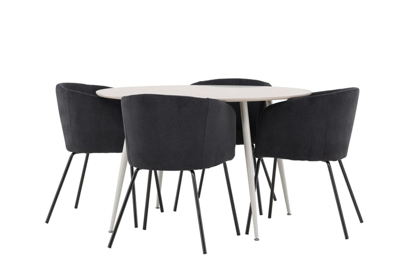 Plaza Matgrupp 120 cm Rund med 4 Berit stolar - Beige/Svart - Products - Möbler - Bord & matgrupp - Matgrupp