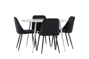 Plaza Matgrupp 120 cm Rund med 4 Night stolar - Beige/Svart - Products - Möbler - Bord & matgrupp - Matgrupp