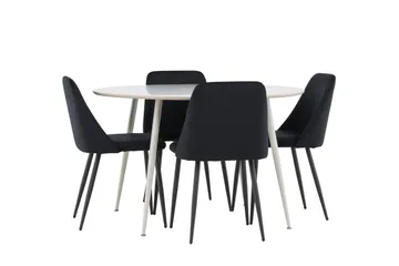 Plaza Matgrupp 120 cm Rund med 4 Night stolar - Beige/Svart - Products - Möbler - Bord & matgrupp - Matgrupp